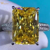 wong rain classic 925 sterling silver 6 ct princess cut d created moissanite engagement customized women rings fine jewelry gift