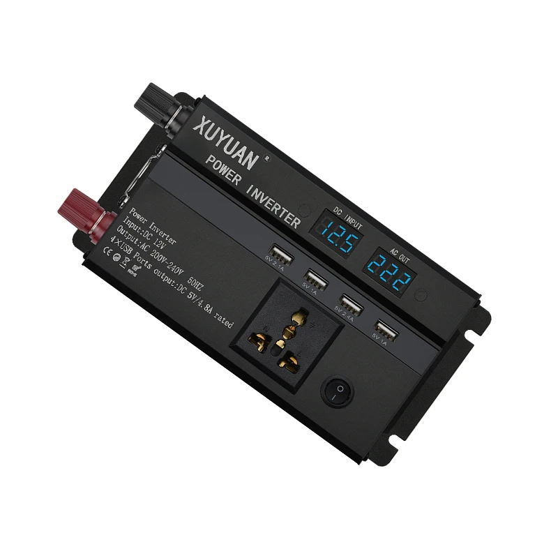 Автомобильный инвертор напряжения 3000/4000/6000 Вт от 12/24 В до 220 с 4 USB ЖК-дисплеем
