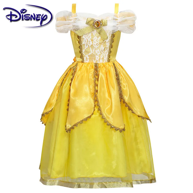Disney Belle/Детское платье принцессы; платье принцессы с бантом и принтом для девочек