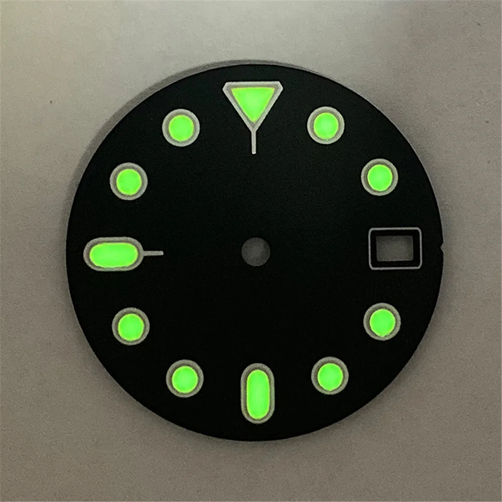 

Replacement 28.5MM Single/Dual Calendar Watch Dial Green Luminous Watch Dial for NH35A/NH36/4R36 Watch Movement