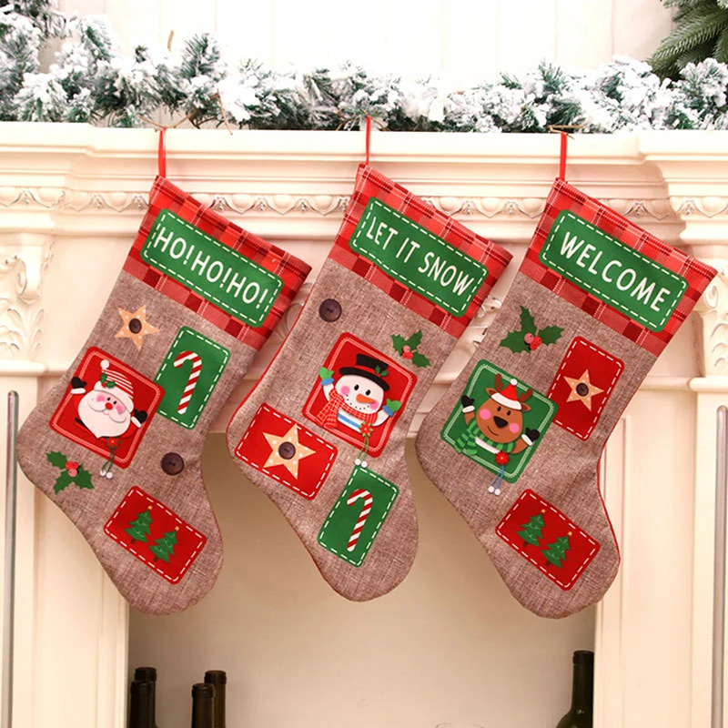 

Merry Christmas Ornament Candy Stocking Sack New Year Christmas Decorations A