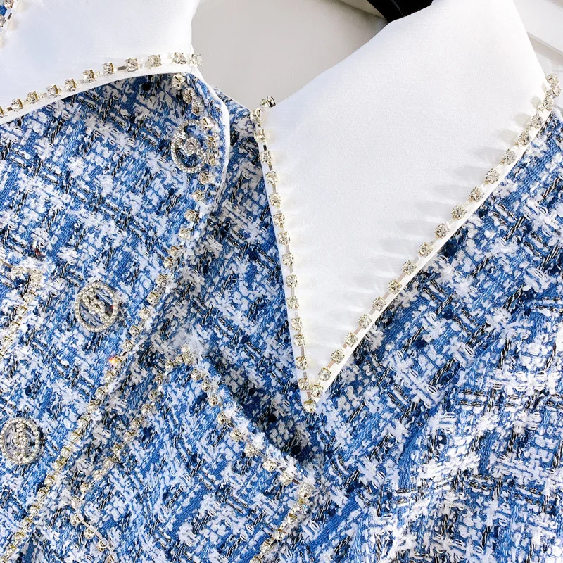 

SISPELL Elegant Dresses For Female Lapel Collar Long Sleeve High Waist Slimming Patchwork Hit Color Women's Dress Fashion