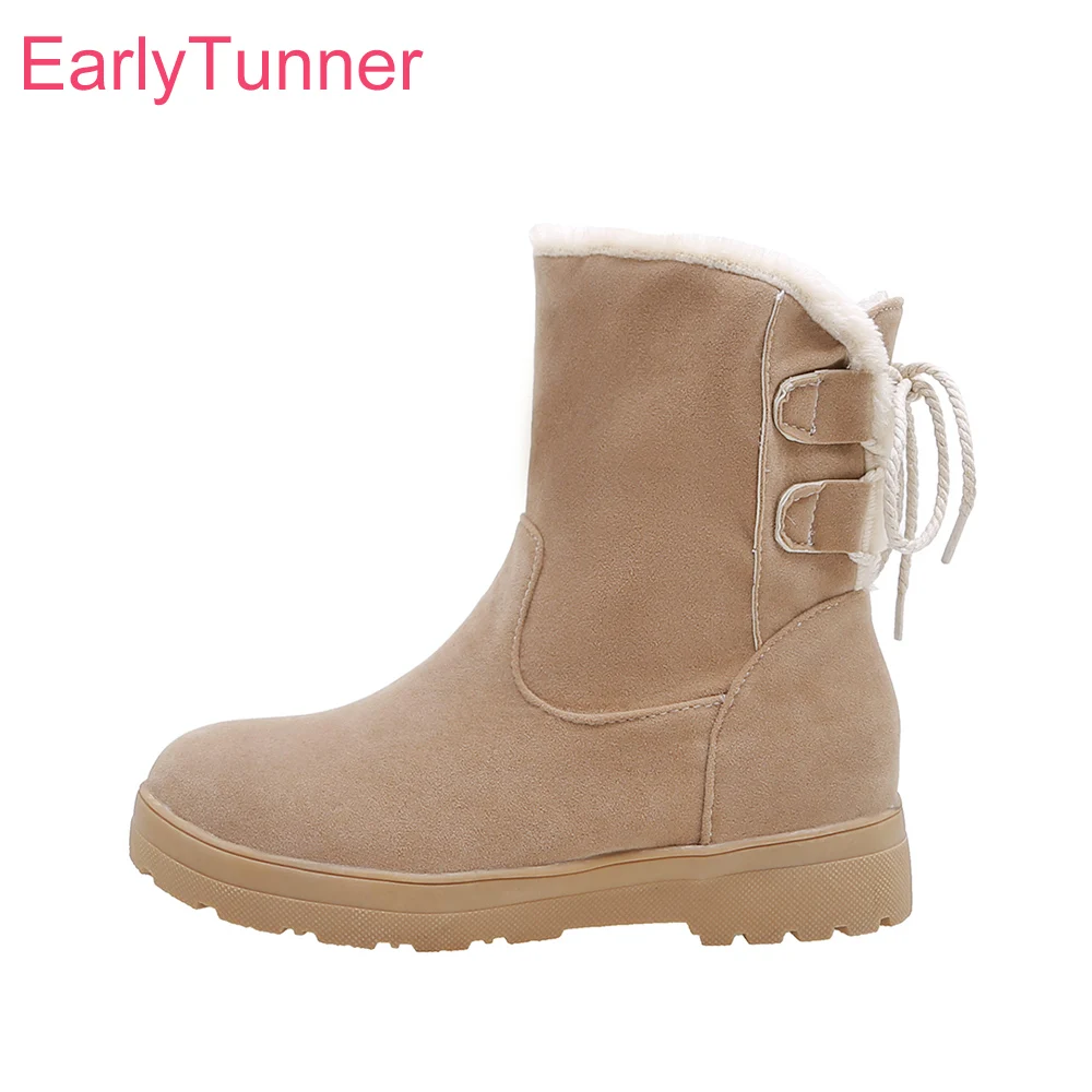 

Зимние брендовые теплые женские сапоги цвета хаки и коричневого цвета, модная женская обувь на массивном каблуке EH129, большой размер 10, 33, 43, ...