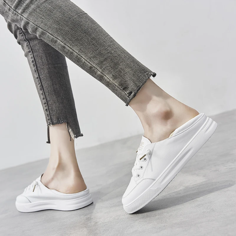 Женские повседневные кроссовки белые из натуральной кожи дышащие удобная обувь