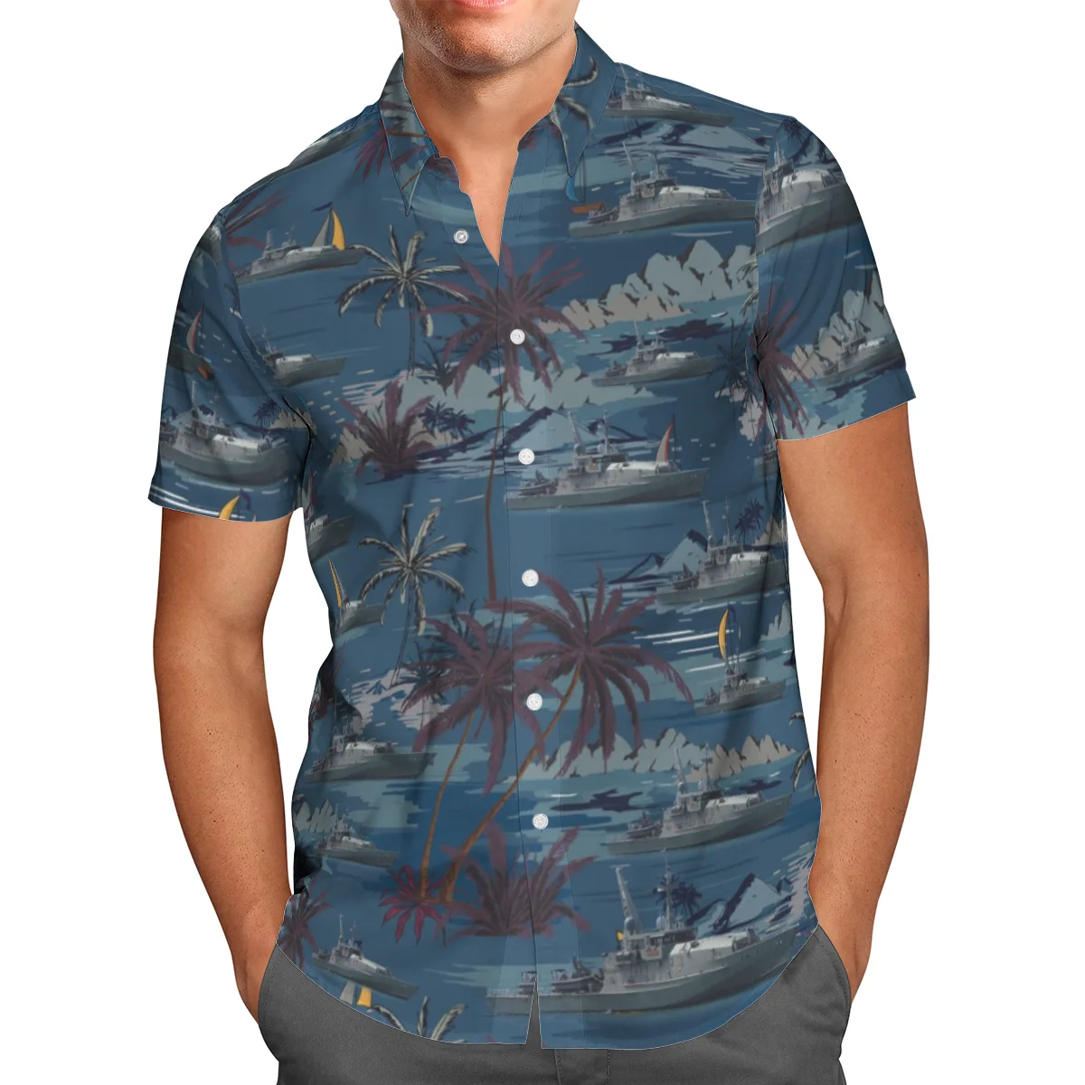 

Warship 3D Print Beach Hawaii Summer 2021 Shirt Short Sleeve Shirt Streetwear Oversized 5XL Camisas De Hombre Blusa Masculina-26