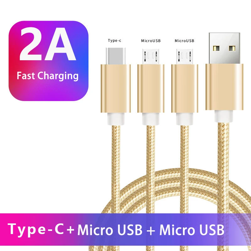3 в 1 кабель USB Micro Cable Type C для Samsung Xiaomi Realme POCO Мобильный телефон Аксессуары зарядный