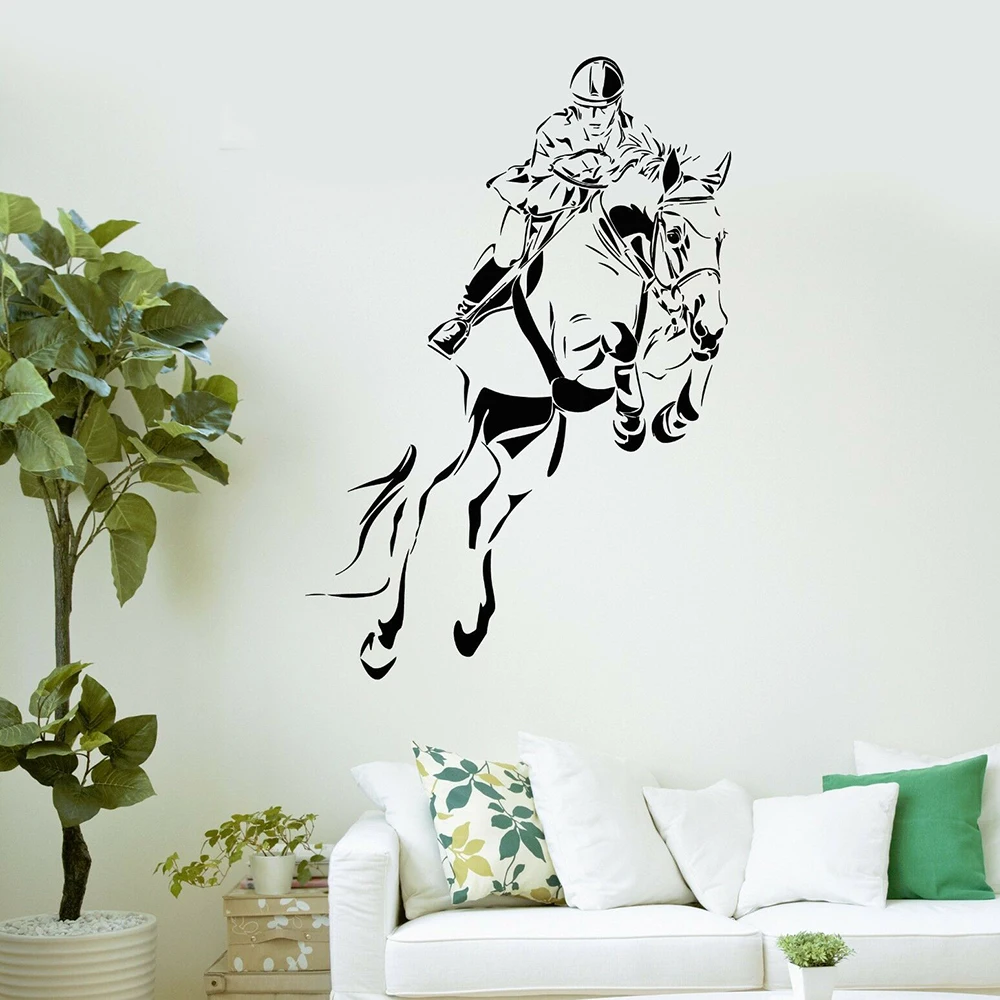 

Equestrian Sports Wall Decal Jockey Horse Equestrian Rider Wall Stickers Vinyl Art Mural Bedroom Living Room Decor Design X427