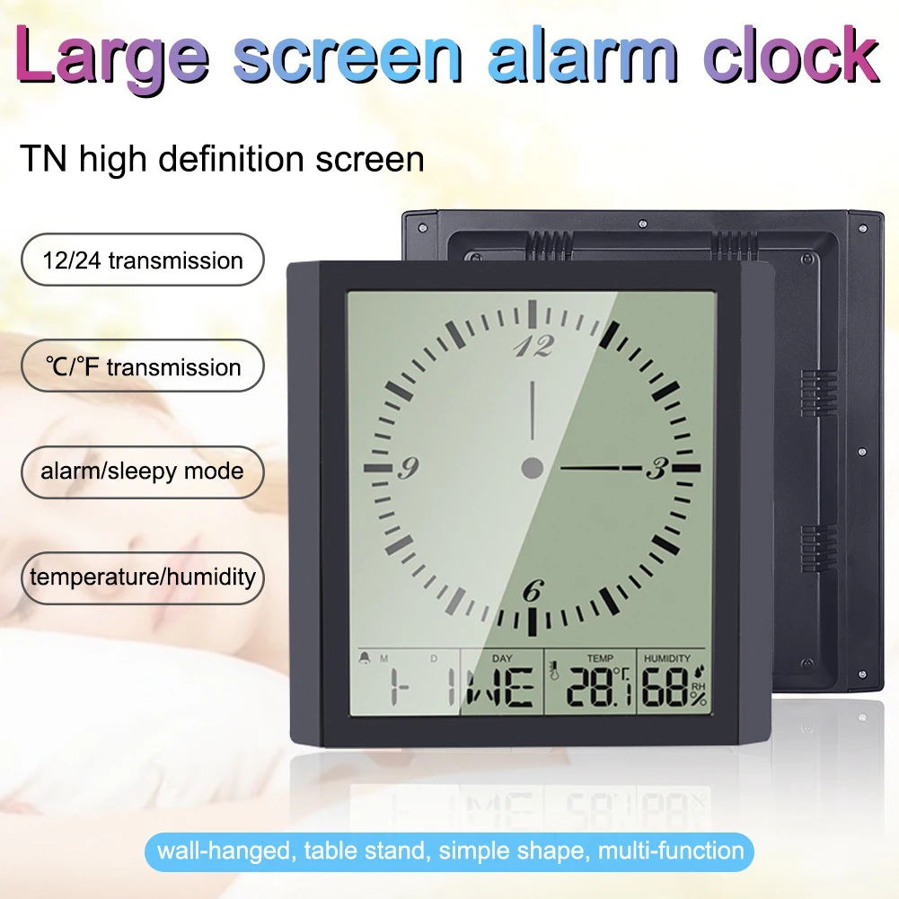 

Digital Alarm Clock Battery Operated Wall Digital Clock with Snooze, Temperature, Humidity Display