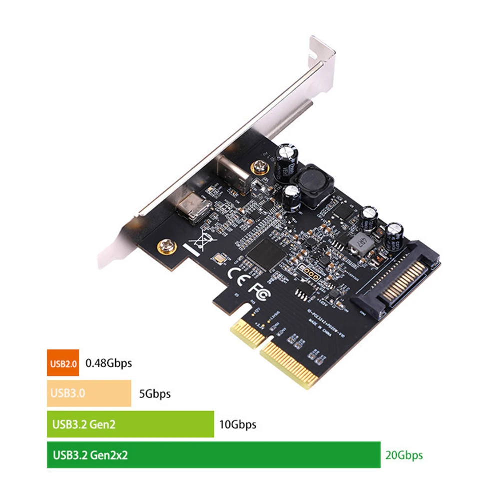 

Плата расширения PCI-E 3,0-USB 3,2, 2 порта, PCI-Experss X4 Type-C