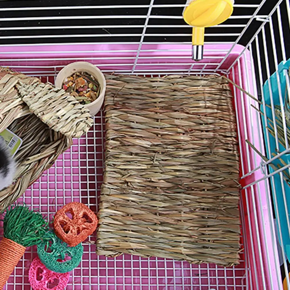 3Pcs Pet Hamster Rabbit Natural Soft Grass Bed Mat Pad Nest Cage Cushion Decor Chew Accessories | Дом и сад