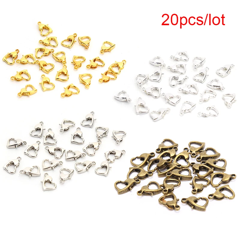 

20Pcs Classic Heart Lobster Clasp Hook Jewelry DIY Bracelets Necklace Keychain Split Ring Making Findings Wholesale