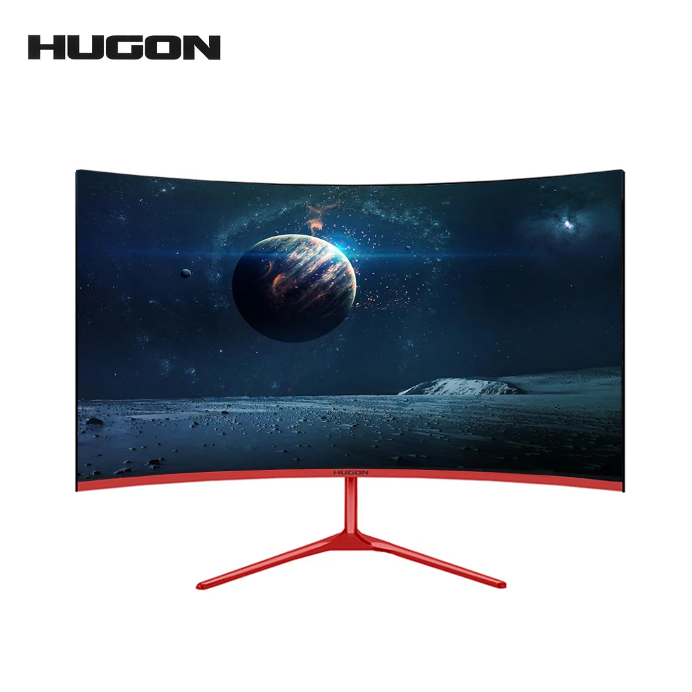 HUGON 24 Inch 23.8&quot TFT-LCD Curved Screen Monitor PC 75Hz 1920×1080p HD Gaming Display VGA Interface | LCD Monitors