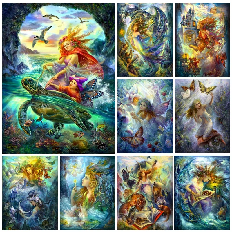 

Full Square/Round Drills 5d Diy Diamond Painting Fantasy Fairy Angle Girl Cross Stitch Mosaic Art Kit Wall Decoration For Home