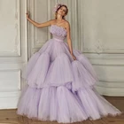 Пышное Тюлевое платье, бальное платье лавандового цвета для выпускного вечера, горячая Распродажа 2020, модное женское длинное вечернее платье