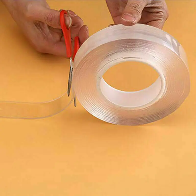 

1m 3m 5m Double Sided Grip Tape Washable Adhesive Tape Double-sided Nano Invisible Gel Tape Waterproof Adhesive Tape