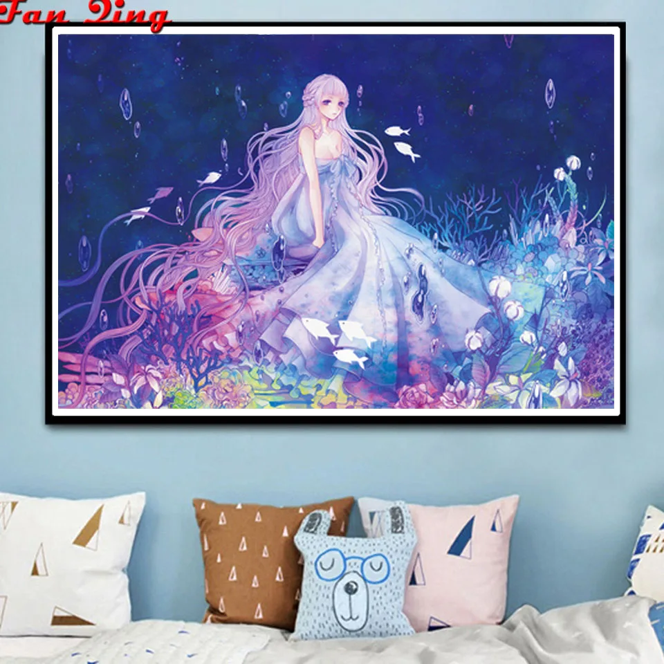 Алмазная вышивка мультфильм 5D алмазная картина маленькая Русалка Вышивка