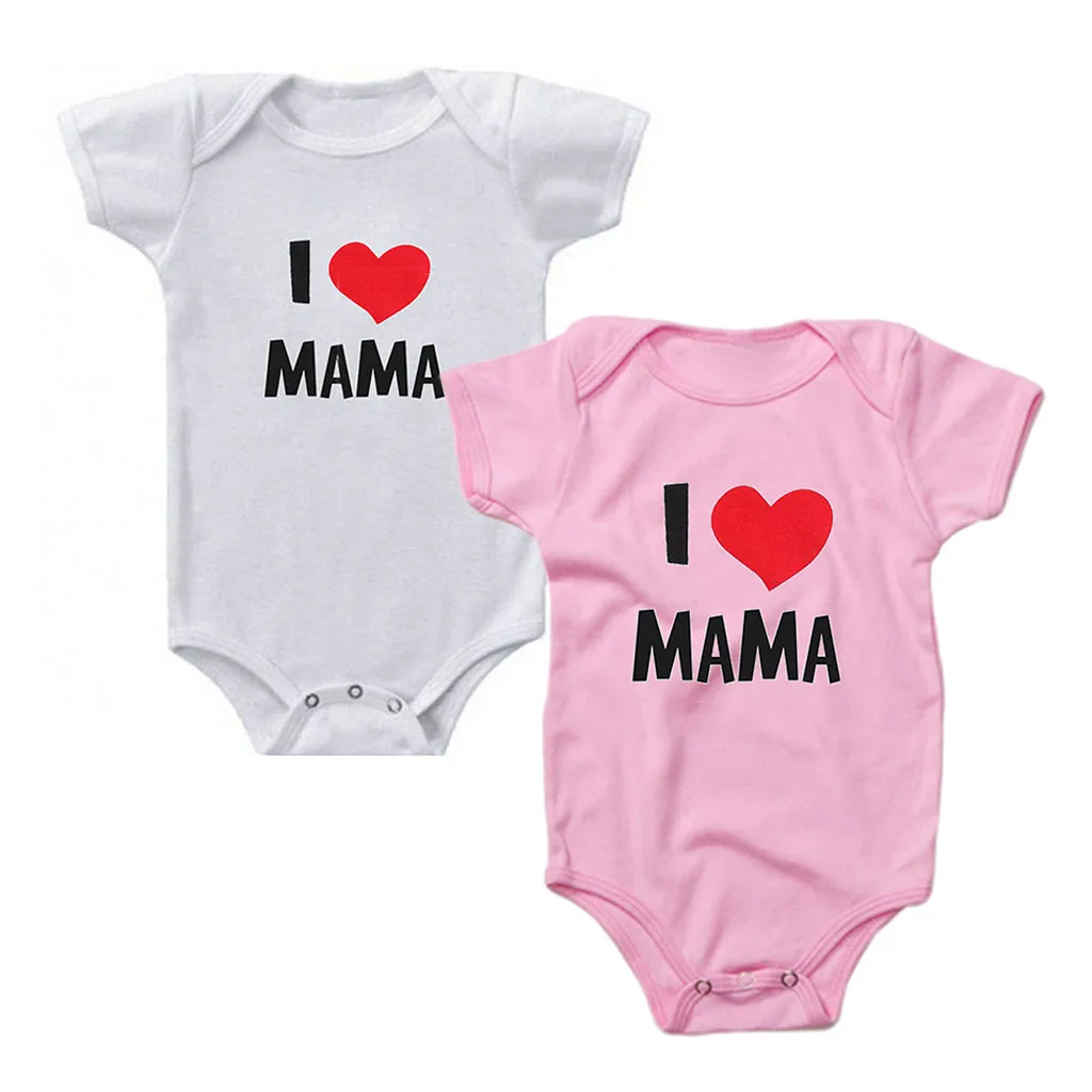 Боди для новорожденных одежда с надписью I Love Mama и боди короткими рукавами