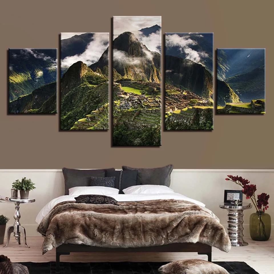 Пейзаж небо облако звезда горная река воздушный шар 5 шт. настенные картины для