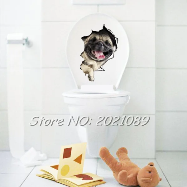 3D Наклейка на стену в виде собаки/кошки разбитая съемные украшения для ванной