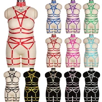 body harness pentagram 2pc sexy lingerie exotic costume goth sword belt plus size plump women punk accessories garters