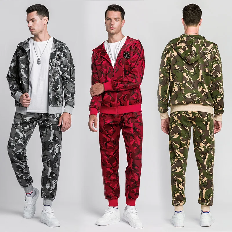 2 шт. мужской Камуфляжный спортивный костюм повседневный для бега Толстовка