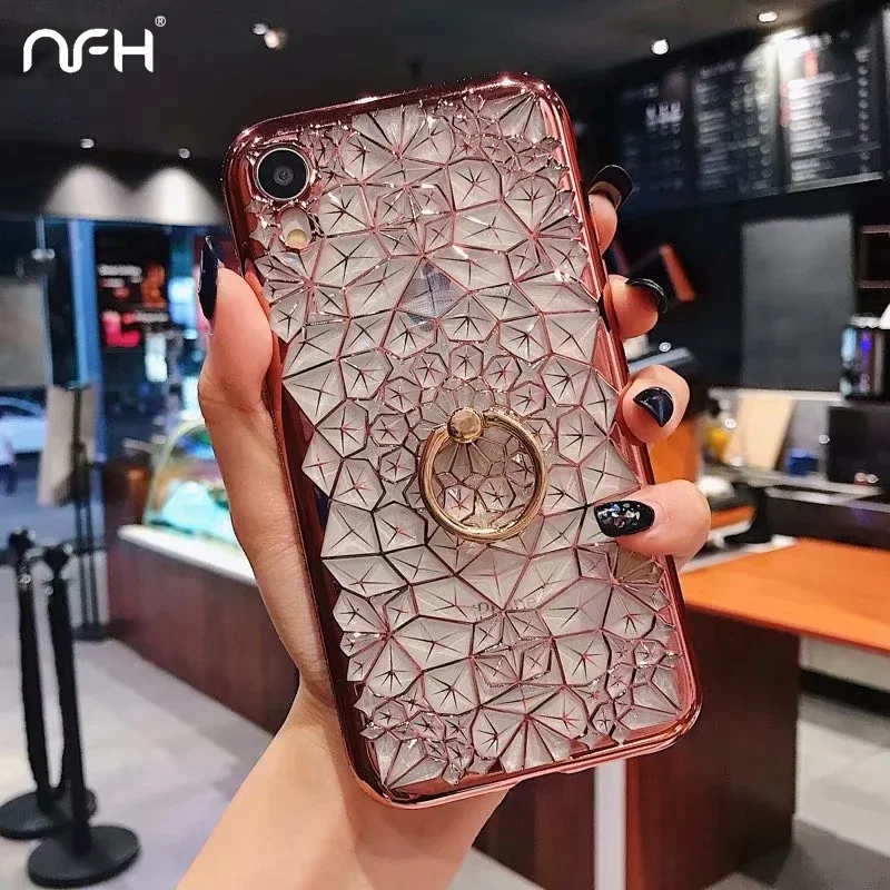 Модный цветочный силиконовый чехол подставка для iPhone 5 бампер с блестящими