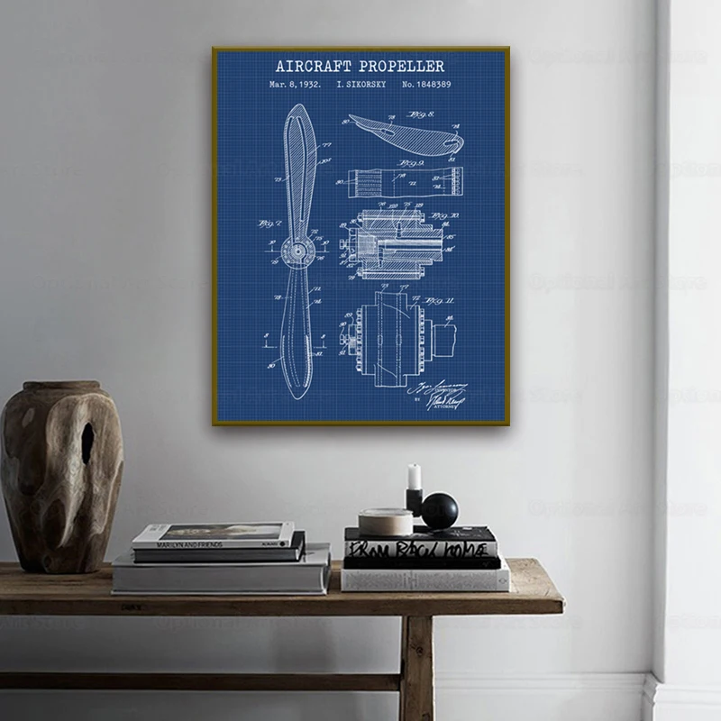 Винтажные постеры и принты летательного аппарата с винтажным пропеллером