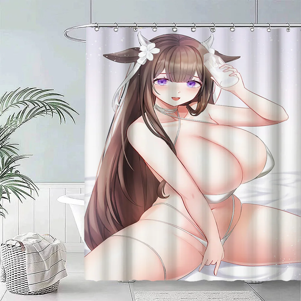 

Cartoon Sexy Girl Shower Curtain Bathroom Curtain Frabic Waterproof Polyester Bathroom Decor Sets with Hooks