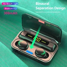 Stereo TWS F9 Wireless Headphones Sport Headsets Bluetooth Touch Mini Earbuds with Earphones 2000mAh Charging Case Power Bank