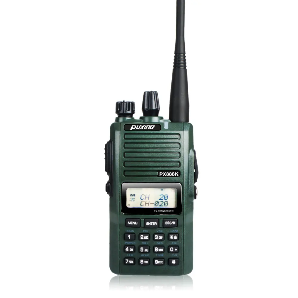 Color Green PuXing Two Way Radio PX-888K Dual Band VHF 136-174MHz UHF 400-480MHz 128CH 5W Scrambler VOX FM Walkie Talkie