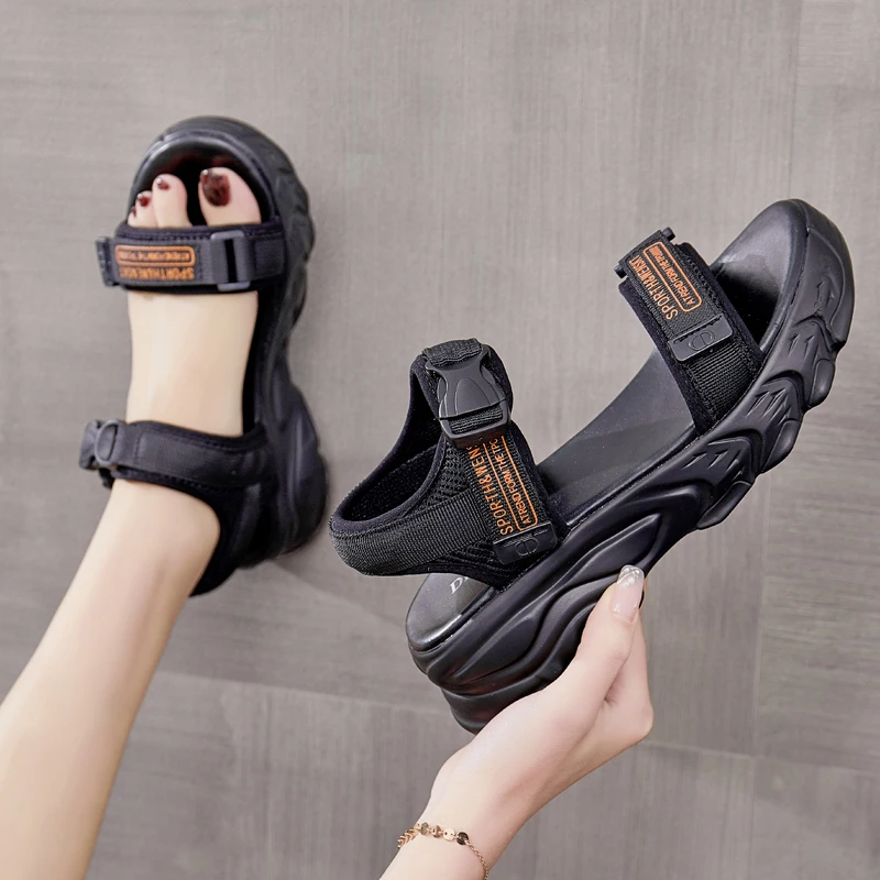 

Women's Shoes Sports-style Old Net Red Sandals Wedge Heel Thick Soft Bottom Platform Women's Shoes Increased Casual Sandals
