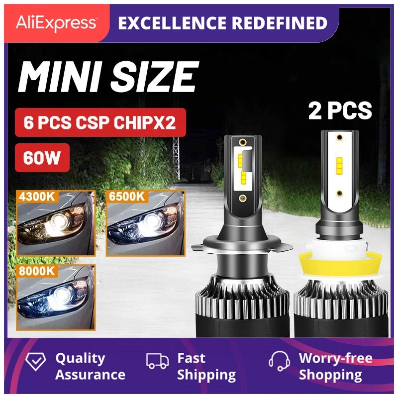 

H11 H4 H7 Led 12V Hb3 Hb4 передсветильник фары s лампы 9005 лм H1 H8 H9 9006 6500 Светодиодные Автомобильные лампы Turbo Csp 4300K 8000K