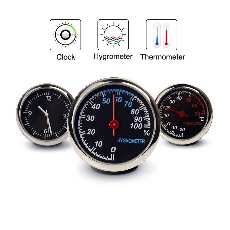 

Round Shape Car Automobile Digital Clock Auto Watch/Thermometer/Hygrometer Car Interior Decoration Ornament Car Styling