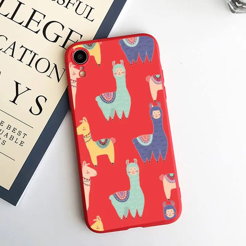 

Lovely animal cartoon Alpaca Phone Case Candy Color for iPhone 6 7 8 11 12 s mini pro X XS XR MAX Plus