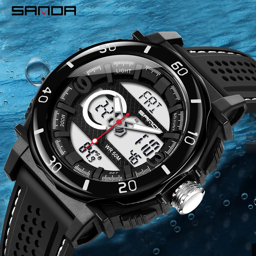 Часы SANDA для походов на открытом воздухе повседневные водонепроницаемые мужские