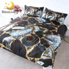 BlessLiving Marble Bedding Set Black Gold Comforter Cover Rock Spar Texture Bed Cover Nature Inspired Trendy Bedlinen Wholesale 1