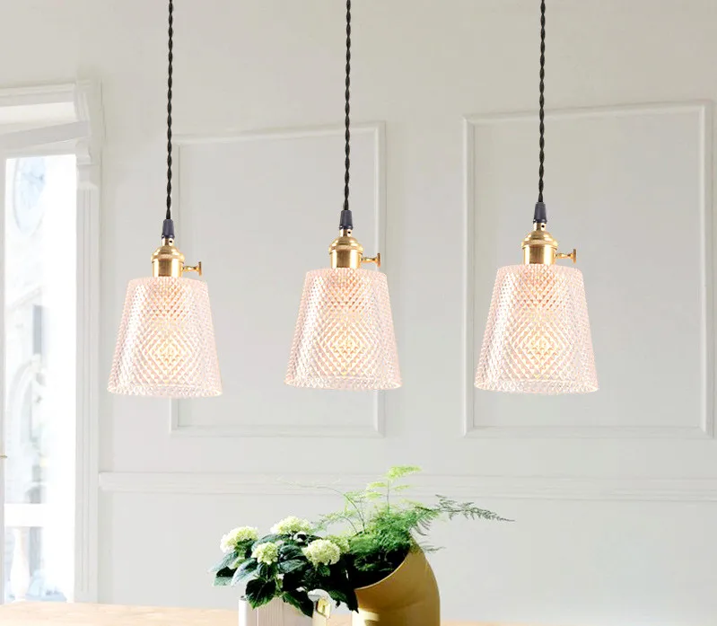 

European Modern Individual Single Head Grinded Glass Copper Chandelier Restaurant Studio Bar Bedside Living Room Chandelier