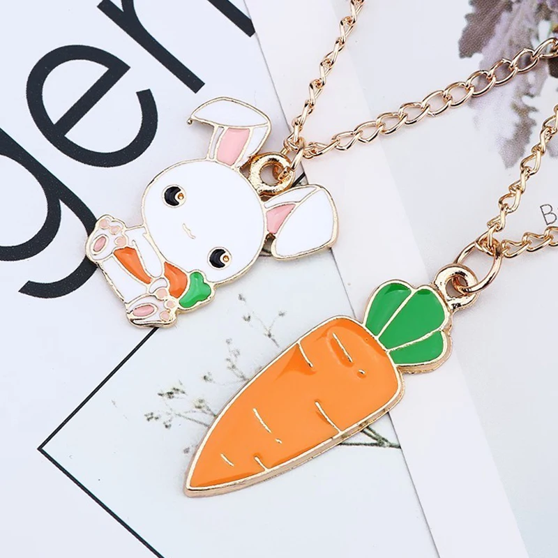 Ожерелье с подвеской в виде кролика и моркови | Украшения аксессуары