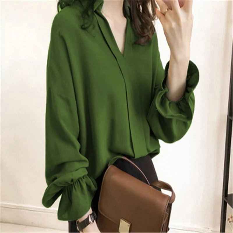 Новинка 2019 осенние Рубашки для женщин одноцветные повседневные офисные женские