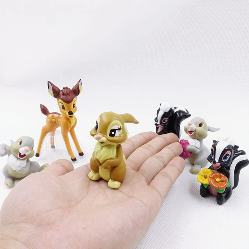

7pcs/set Disney Anime Peripheral Bambi Thumper Faline Anime Figure Model 5-7cm Birthday Cake Decoration Dolls for Children Gifts