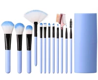 12 pcs makeup brush set premium cosmetic foundation blending blush concealer eye shadow blush brush tools blue