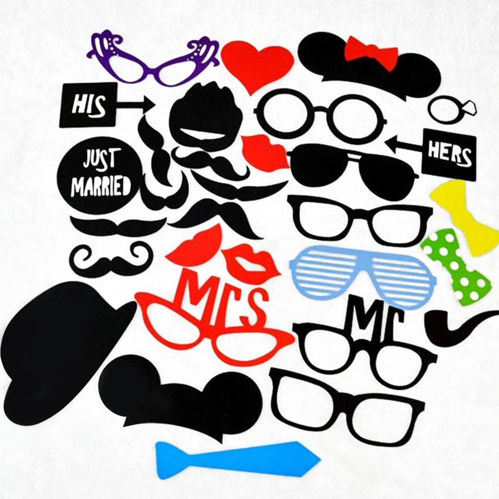 31 шт. забавные Photo Booth Реквизит палочка рамка свадебного торжества одежда для