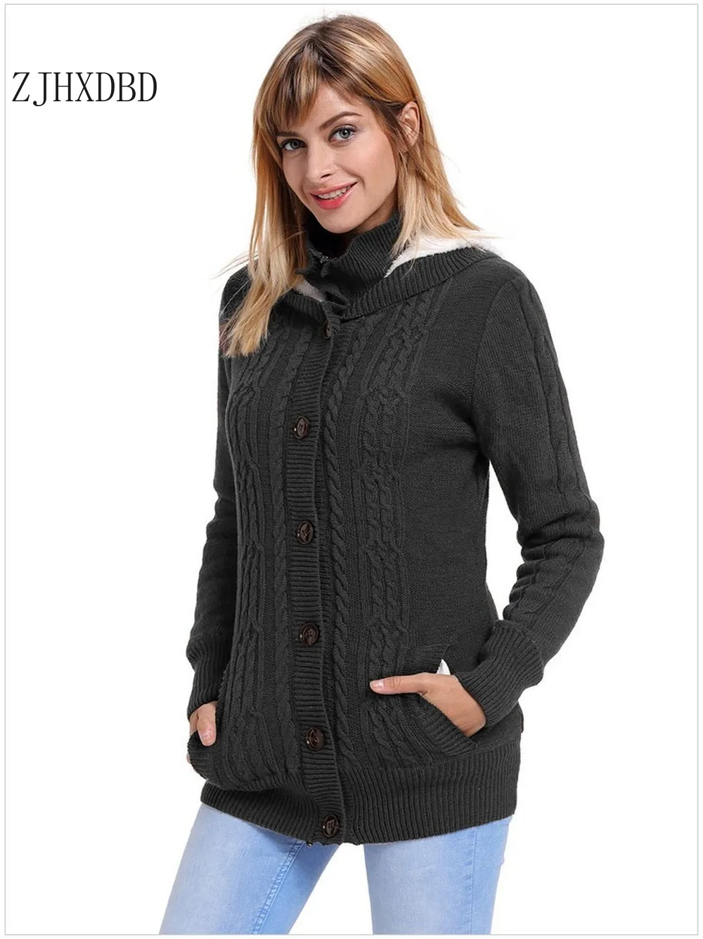 

New Women Sweaters Jumpers Casual Solid Solid Color Casual Hooded Long Sleeve Jacket Women's Knitted Sweater Red Black Clothes