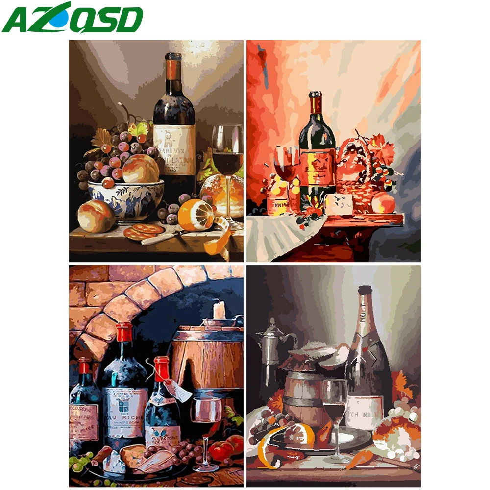 AZQSD Хо Раскраска по номерам DIY вино ручная роспись подарок искусство рисовать