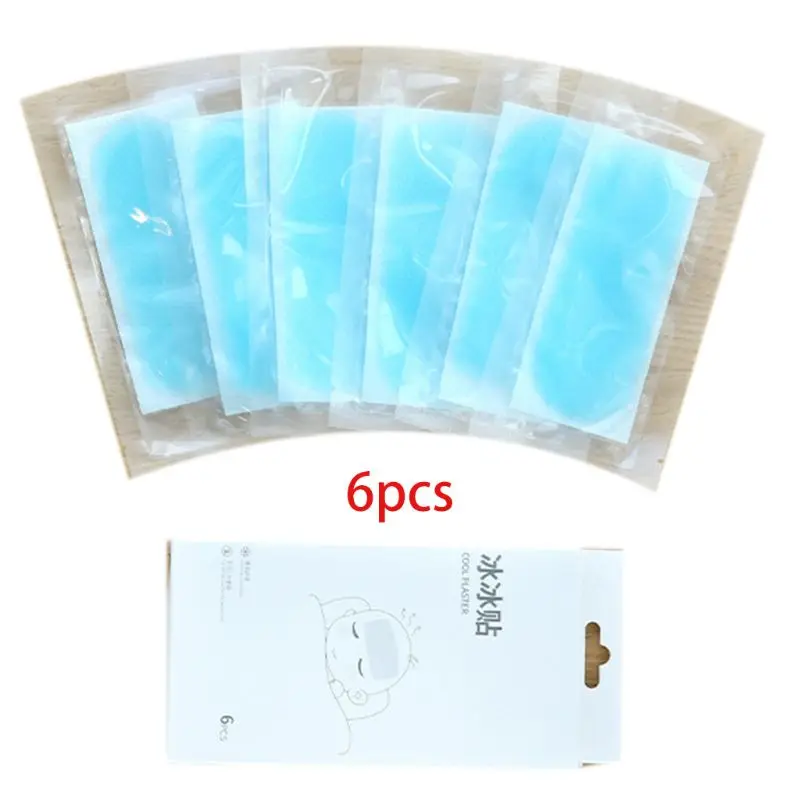 

6Pcs/Pack Cooling Gel Patches Fever Forehead Strips Lower Temperature Pads Relieve Headache Pain Muscle Ache Sunstroke Plaster