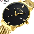 Часы наручные NIBOSI Мужские кварцевые, роскошные модные спортивные водонепроницаемые креативные, с датой