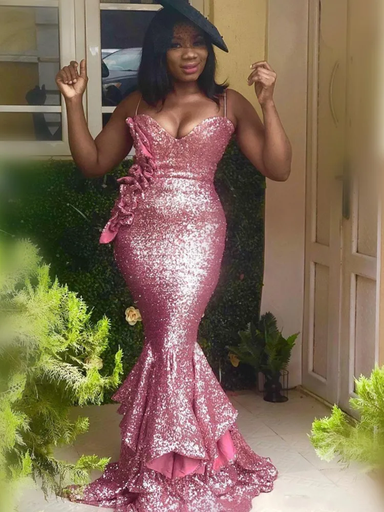 Женское платье на тонких бретельках сексуальное вечернее Русалка с открытой