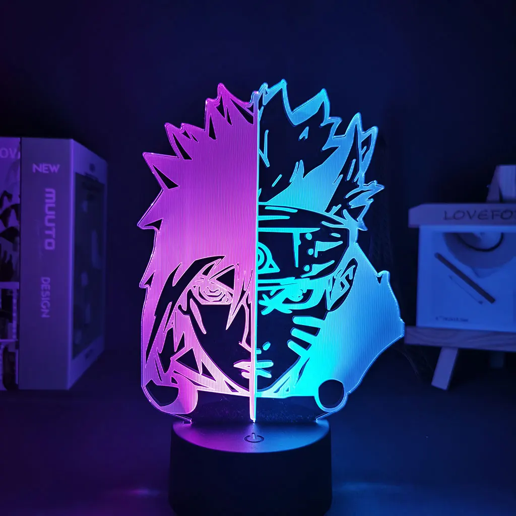 

Led Light Fixture Anime Figure Double Color Narutoed Uzumaki and Sasuke Uchiha Lamp Be Night Dorm Room Lighting Will of Holidays