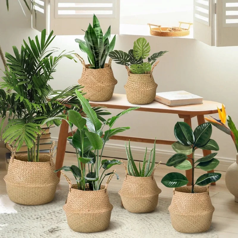 

Hand-woven Folding Bamboo Flower Baskets,household Items Simple laundry storage,living Room Decoration Flower Pots,plant Baskets