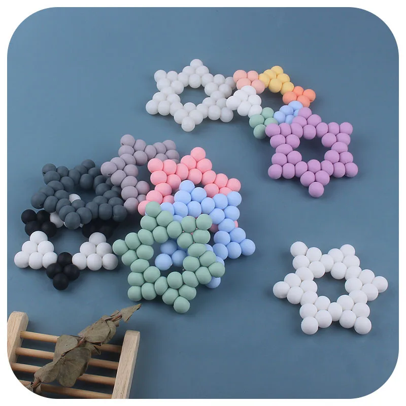 Kissteether-mordedor de lactancia para beb&eacute;, pulseras de dentici&oacute;n con cuentas de silicona seguras de madera de haya, sonajero Montessori, 1 unidad-2